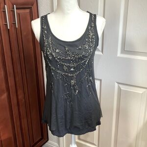 Y2k Halogen Embellished Gray women’s Sleeveless Tank Top Size:S